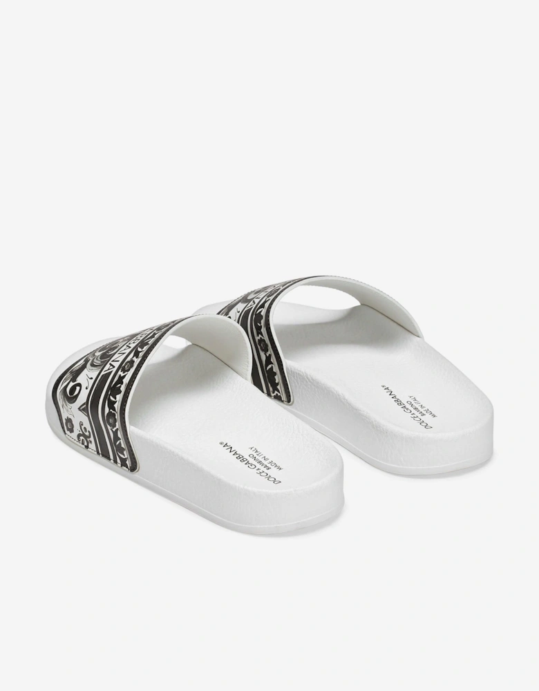 Kids Leather Majolica Sliders in White