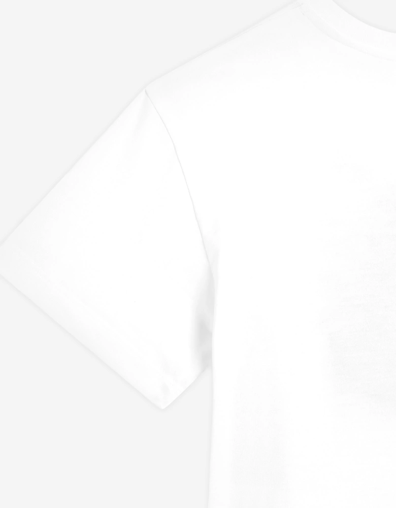 Girls Floral Embroidered Logo T-Shirt in White