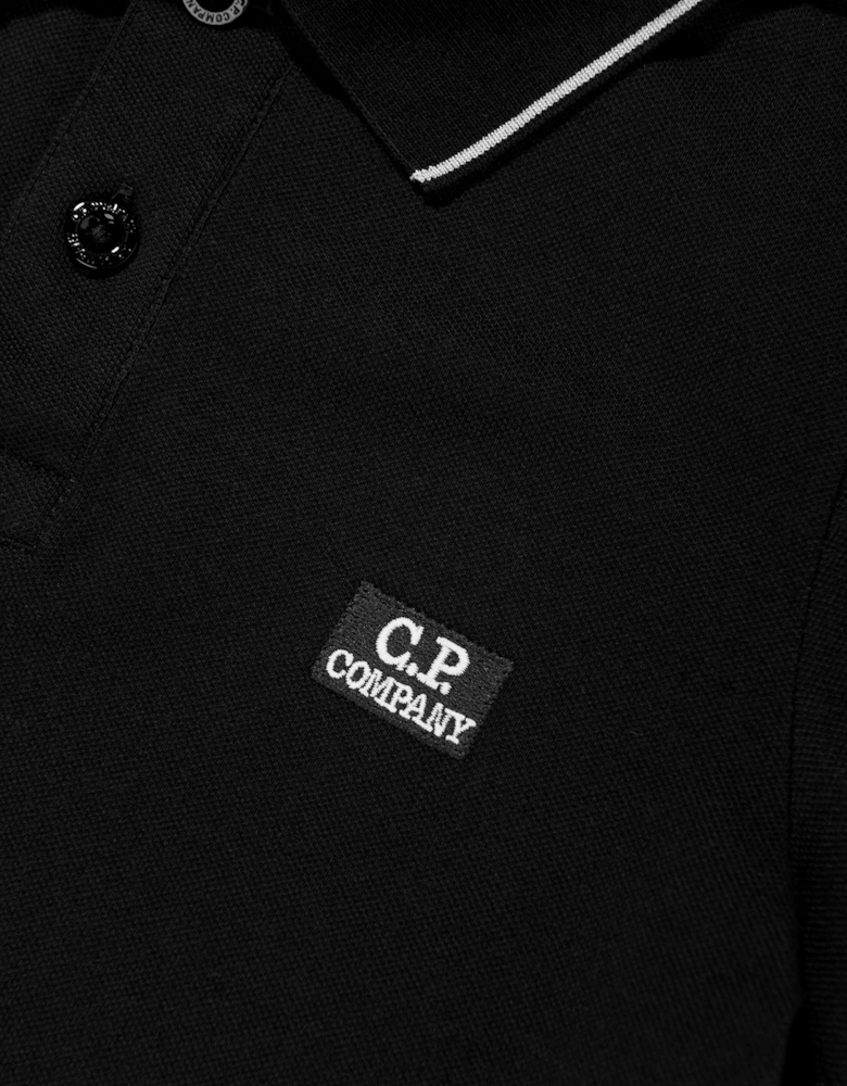 C.P. Company Boys Logo Polo Shirt in Black