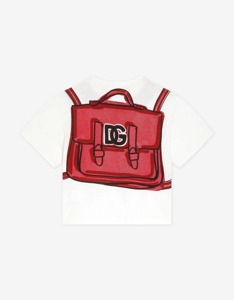 Girls Backpack Print T-Shirt in White