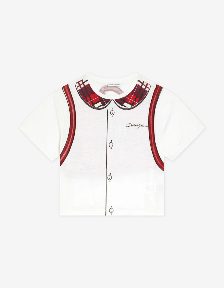 Girls Backpack Print T-Shirt in White
