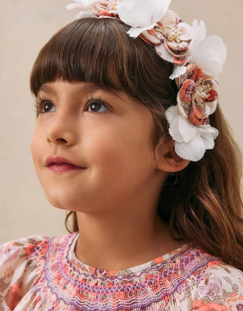 Girls Floral Elilou Headband in Pink