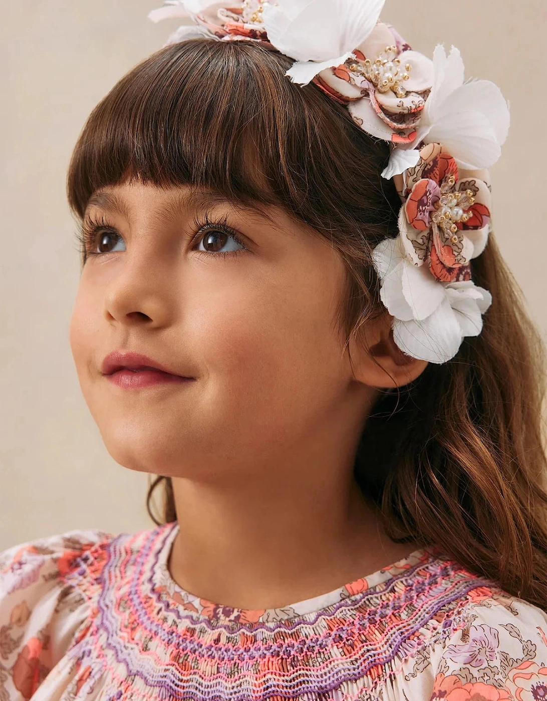 Girls Floral Elilou Headband in Pink