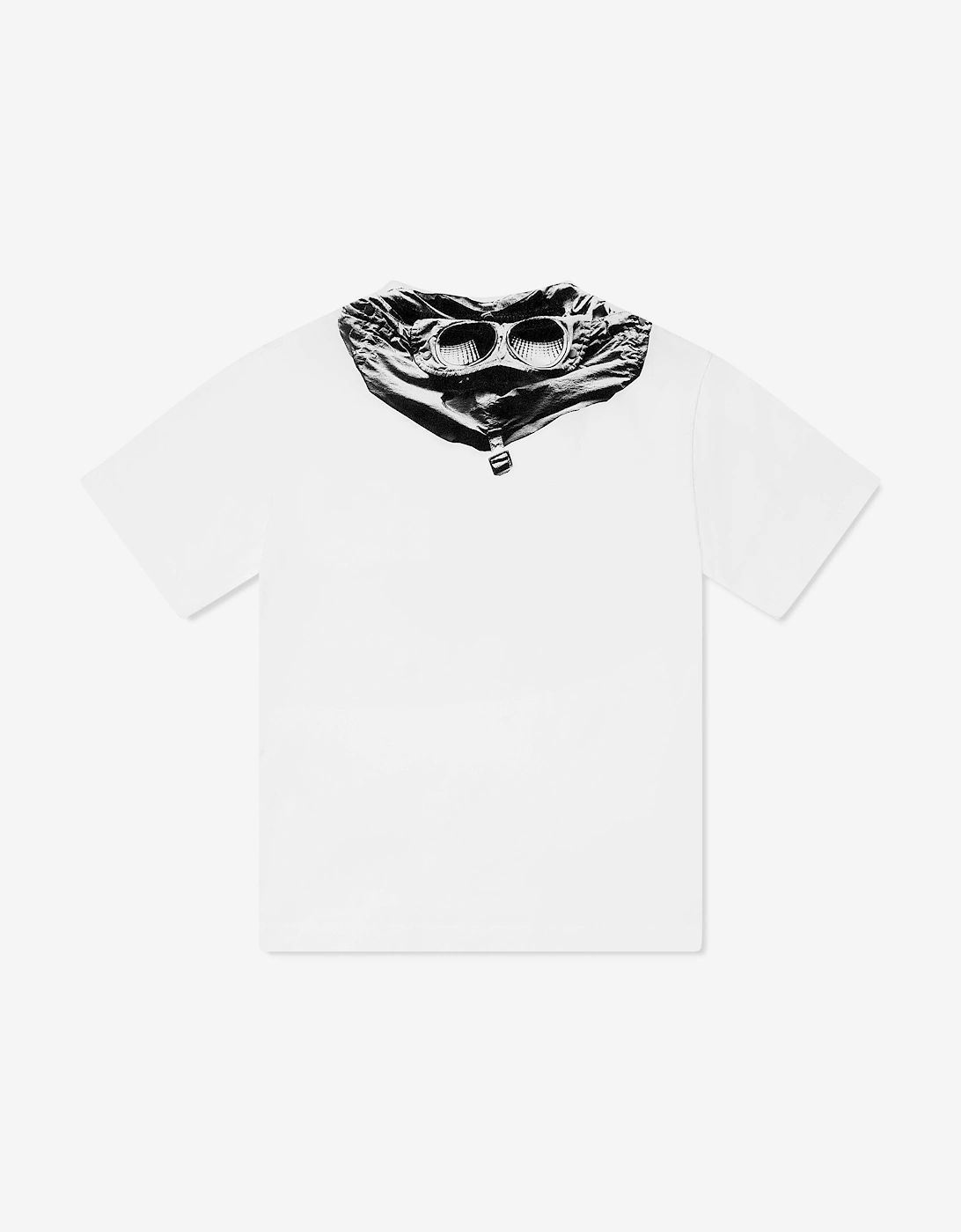 C.P. Company Boys Goggle Hood Print Logo T-Shirt in Ivory