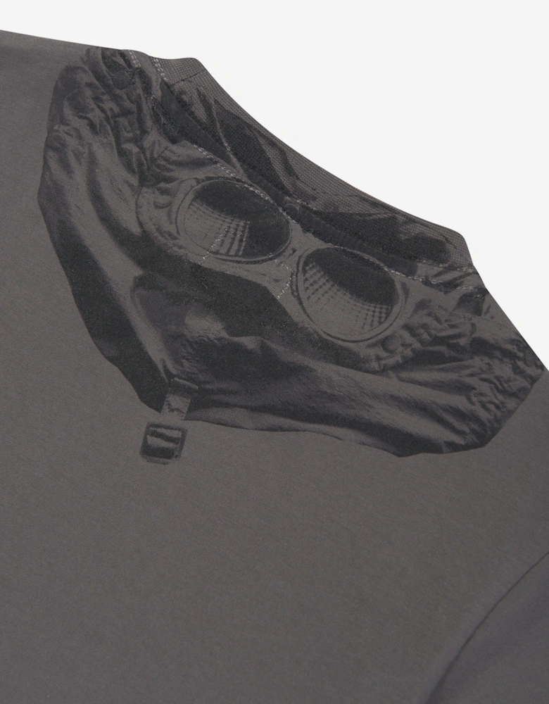 C.P. Company Boys Goggle Hood Print Logo T-Shirt in Grey