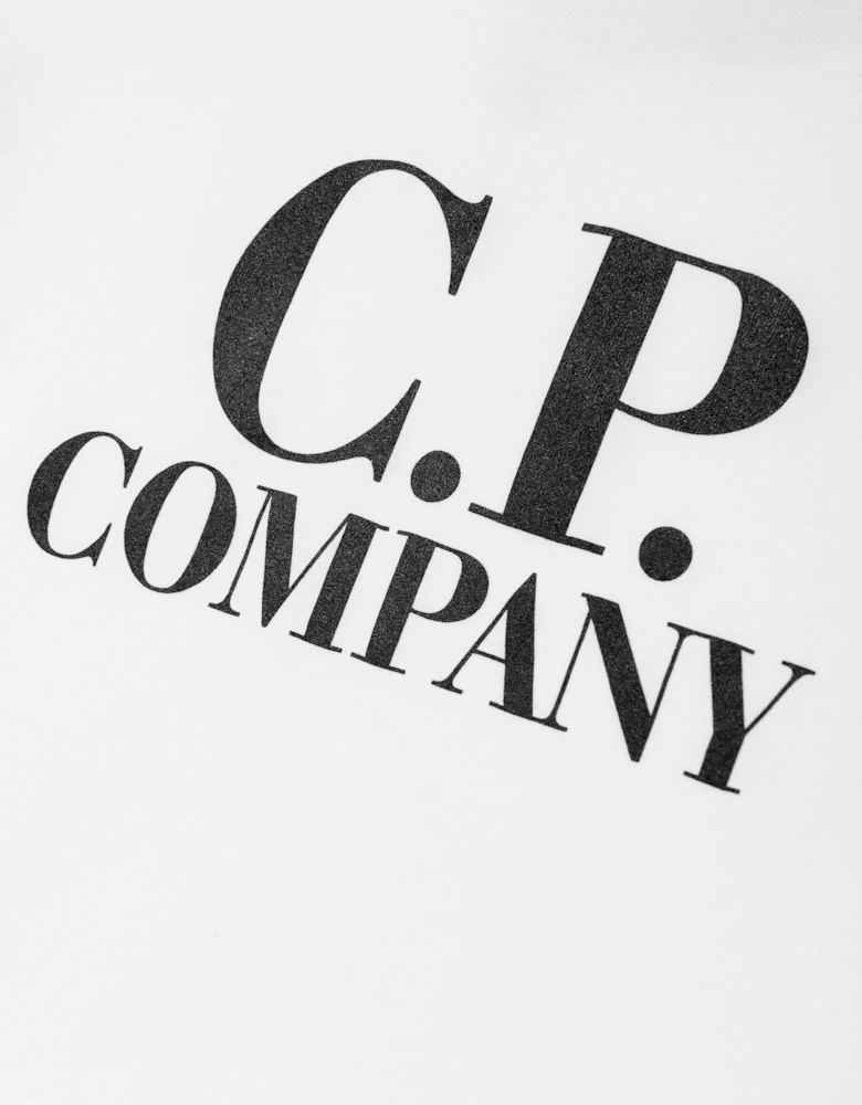 C.P. Company Boys Goggle Hood Print Logo T-Shirt in Ivory
