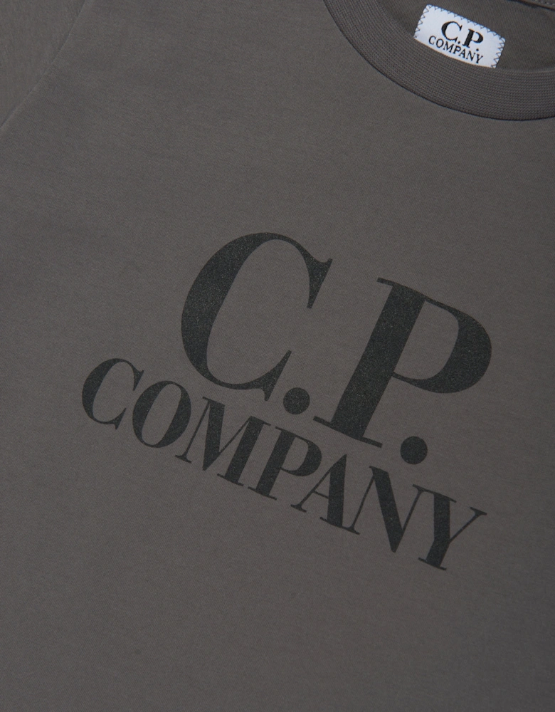 C.P. Company Boys Goggle Hood Print Logo T-Shirt in Grey