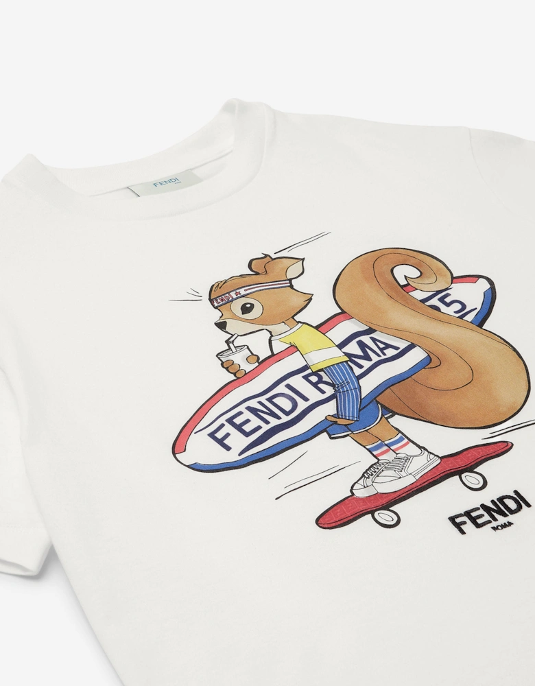Boys Squirrel T-Shirt in White