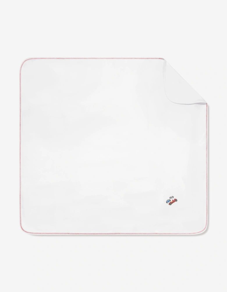 Baby Boys Grand Prix Receiving Blanket in White