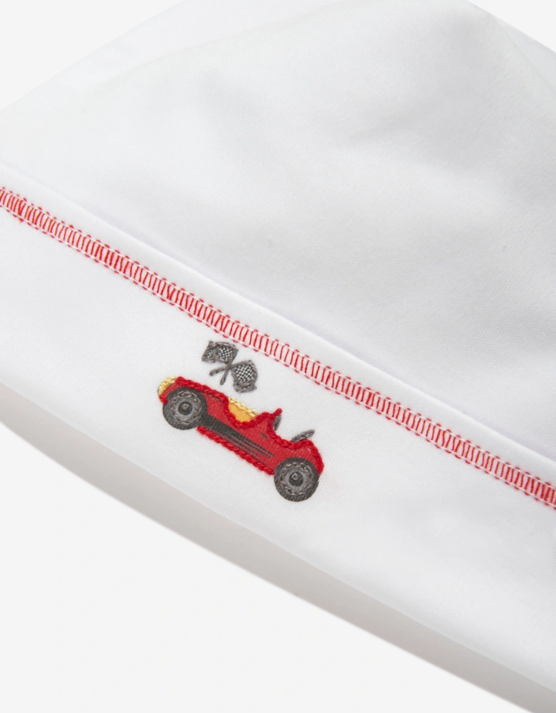 Baby Boys Grand Prix Embroidered Hat in White