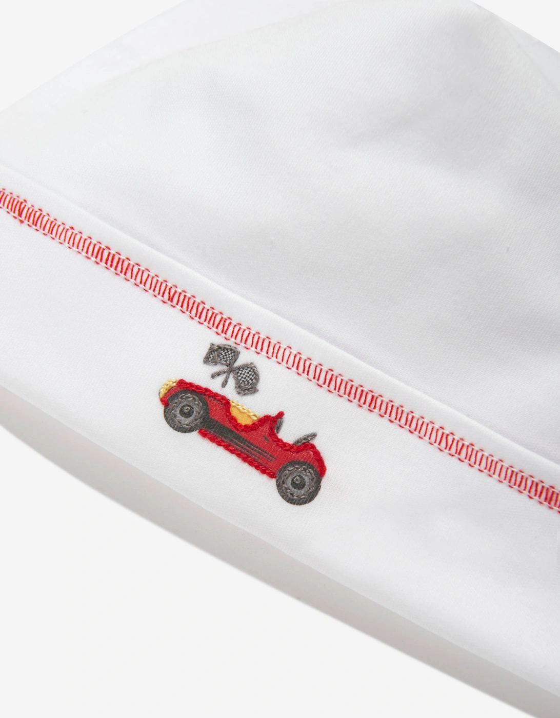 Baby Boys Grand Prix Embroidered Hat in White