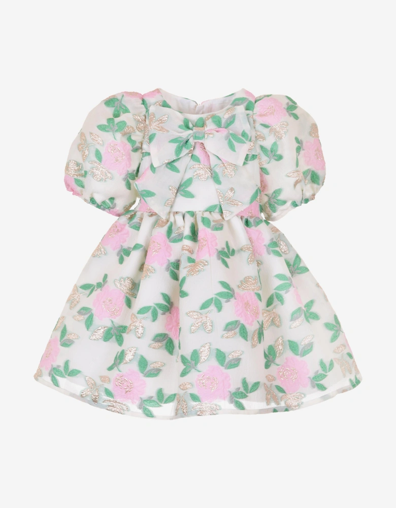 Girls Puff Sleeve Bodice Dress in White