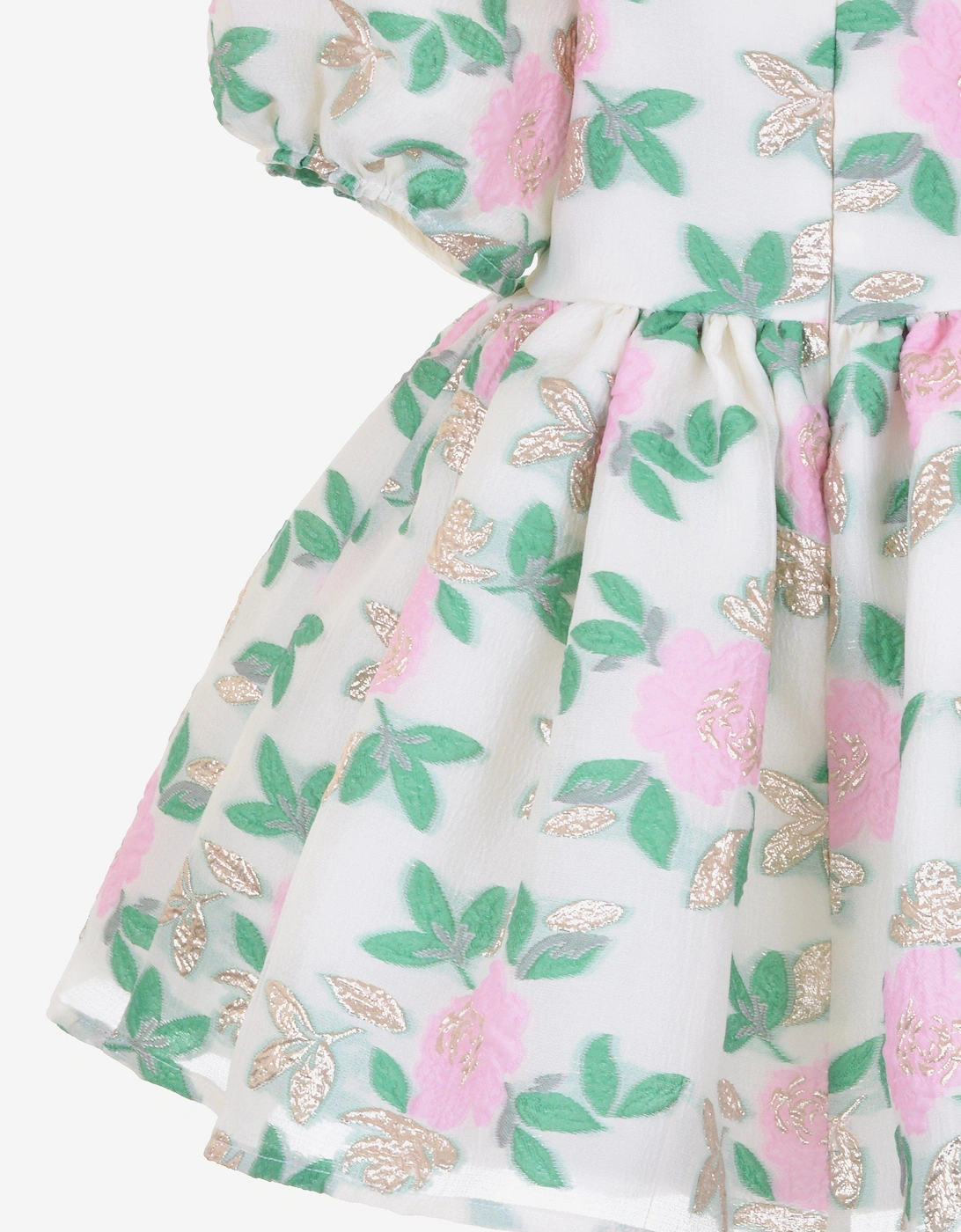 Girls Puff Sleeve Bodice Dress in White