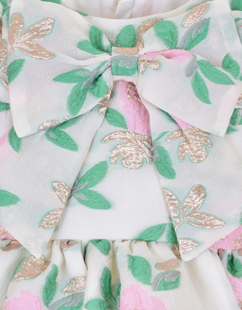 Girls Puff Sleeve Bodice Dress in White