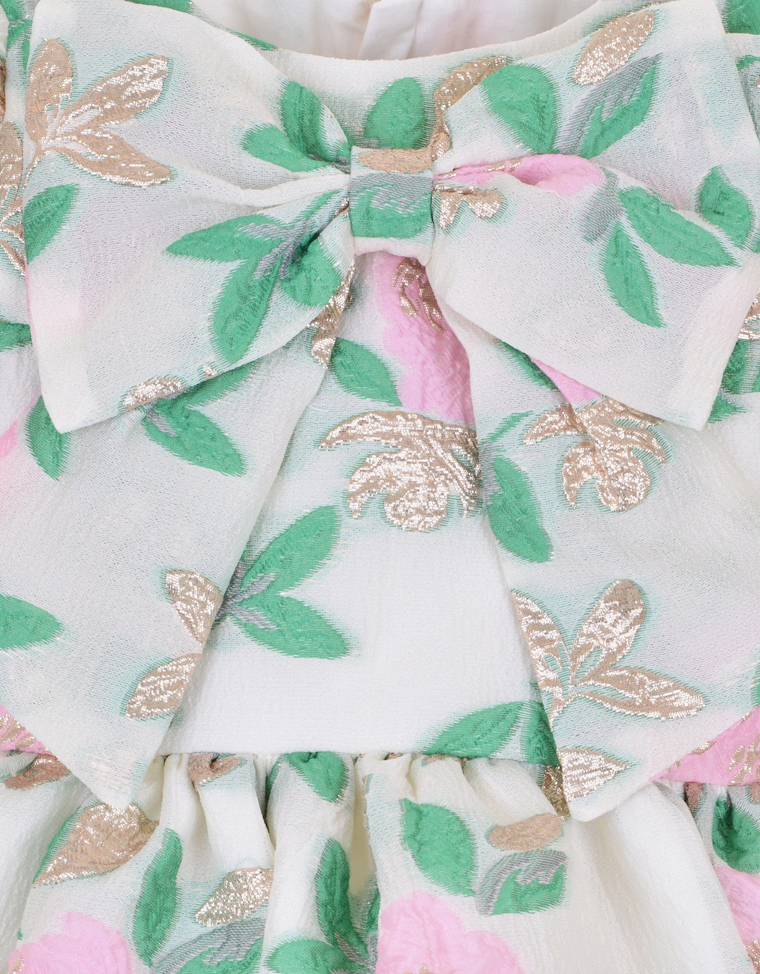 Girls Puff Sleeve Bodice Dress in White