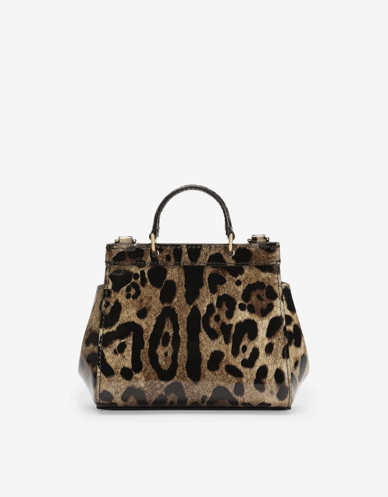 Girls Patent Leather Leopard Handbag in Brown (14cm)