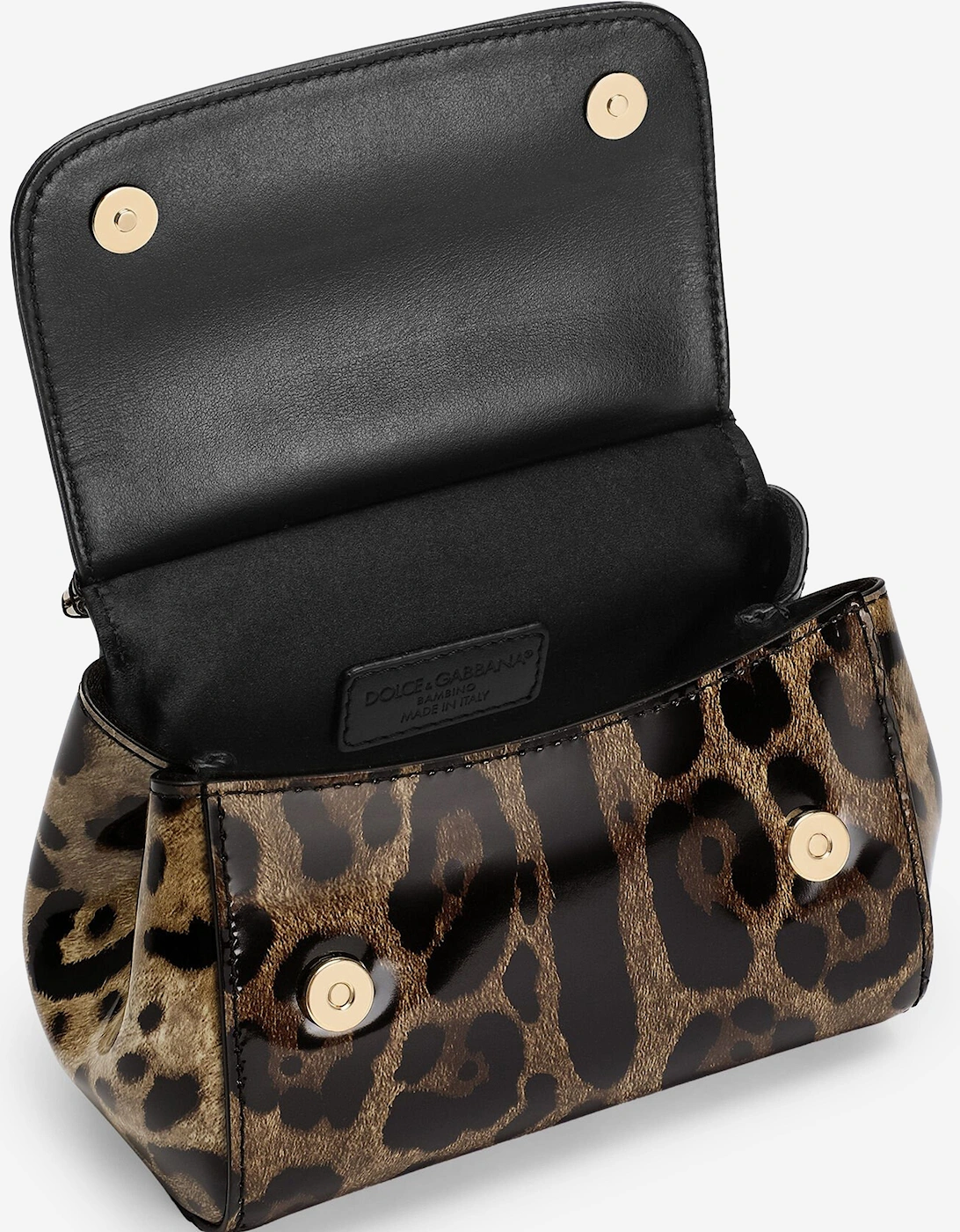 Girls Patent Leather Leopard Handbag in Brown (14cm)