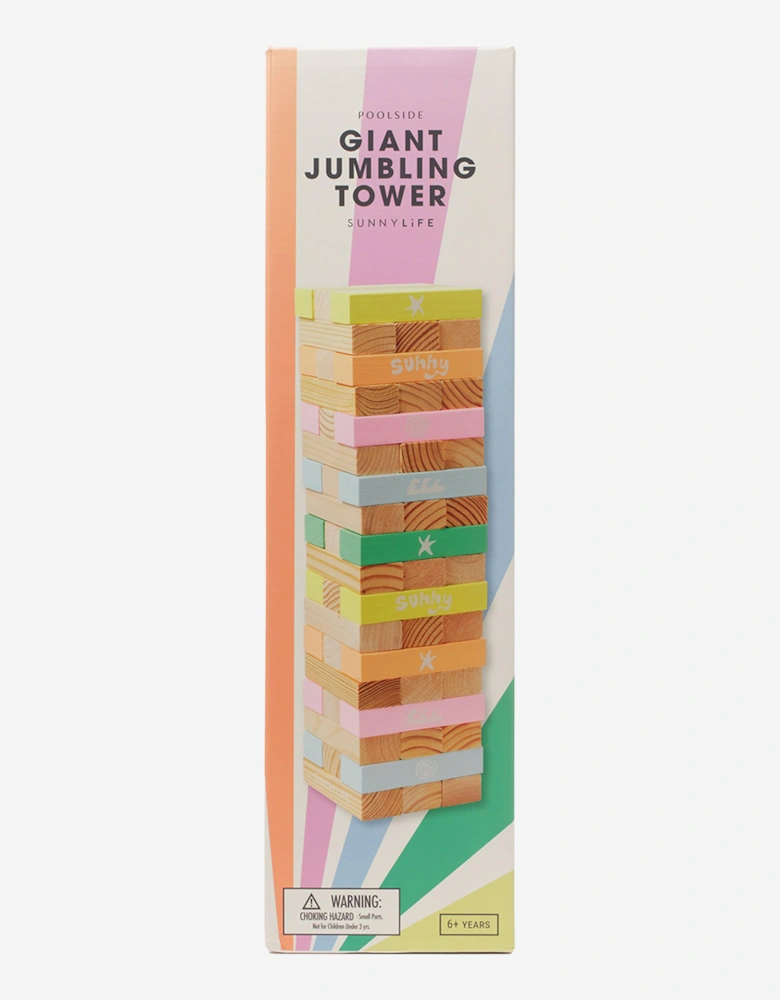 Kids Pool Side Giant Jumbling Tower in Multicolour (45cm)