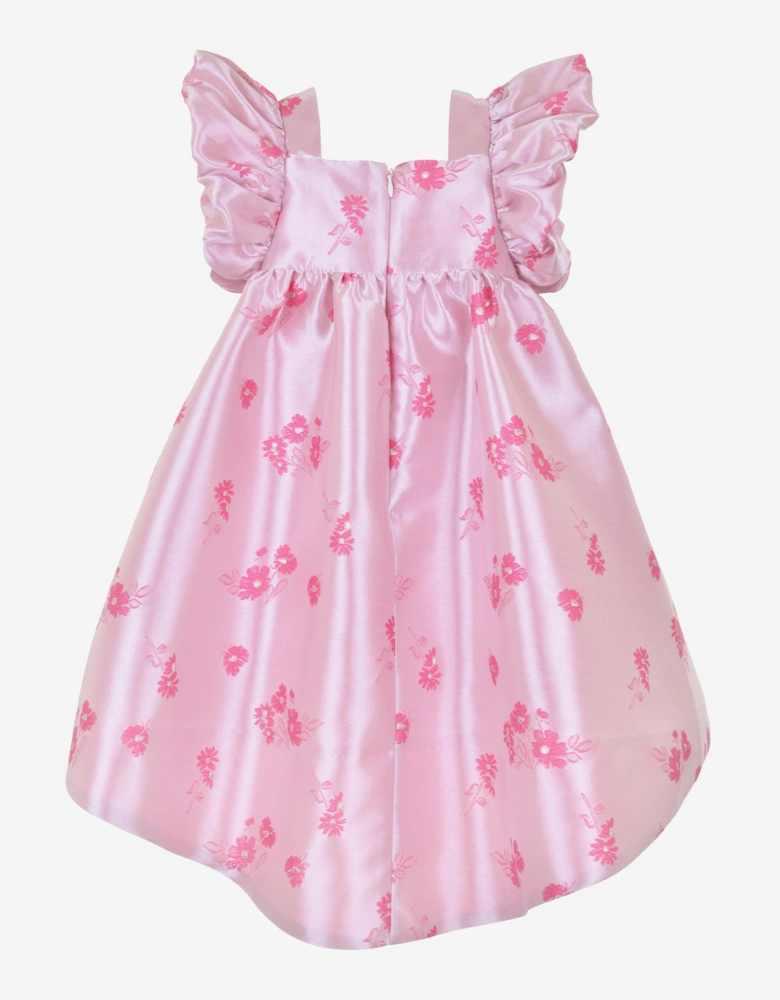 Girls Twisted Sleeve High Low Dress in Pink