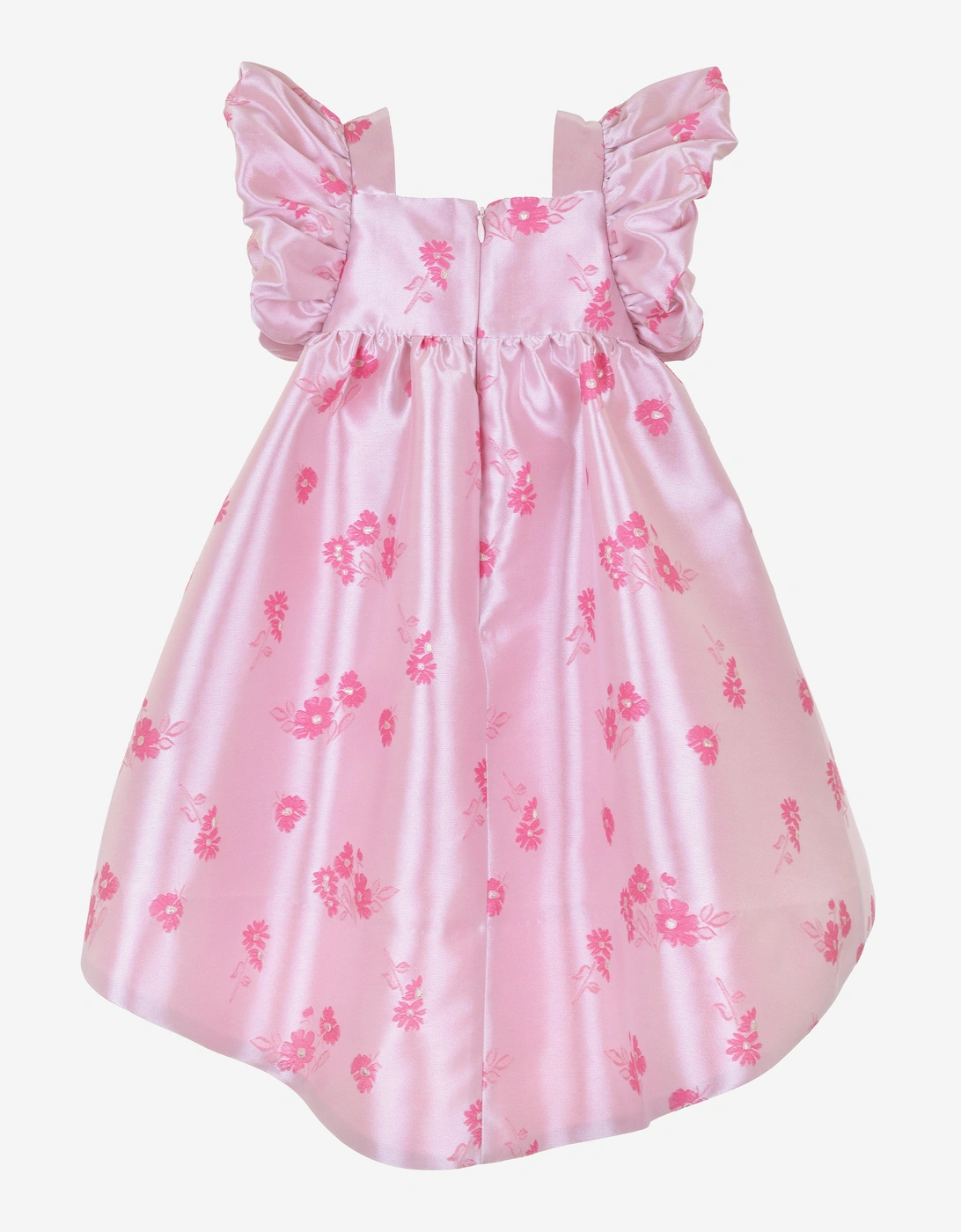 Girls Twisted Sleeve High Low Dress in Pink