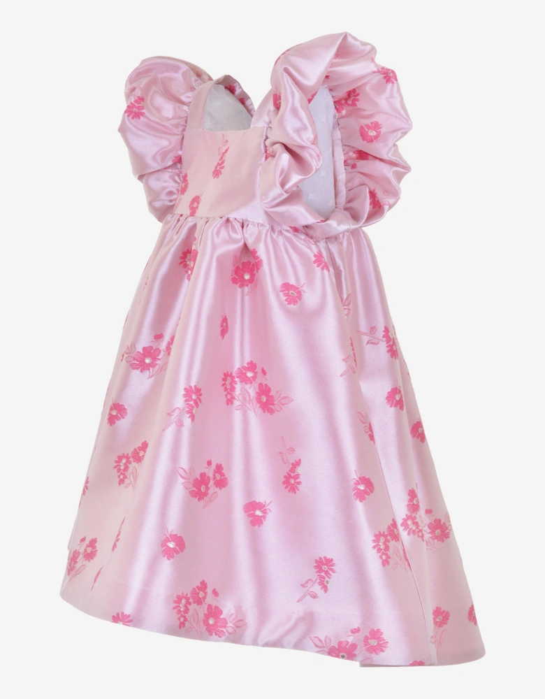 Girls Twisted Sleeve High Low Dress in Pink