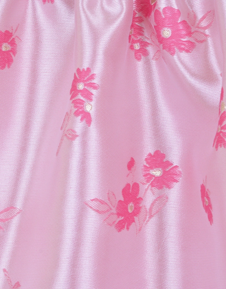 Girls Twisted Sleeve High Low Dress in Pink