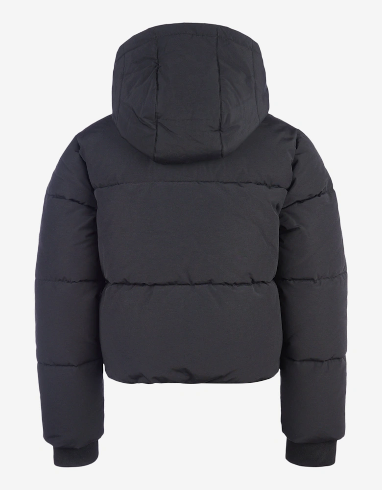 Girls Wide Baffle Puffer Coat in Black