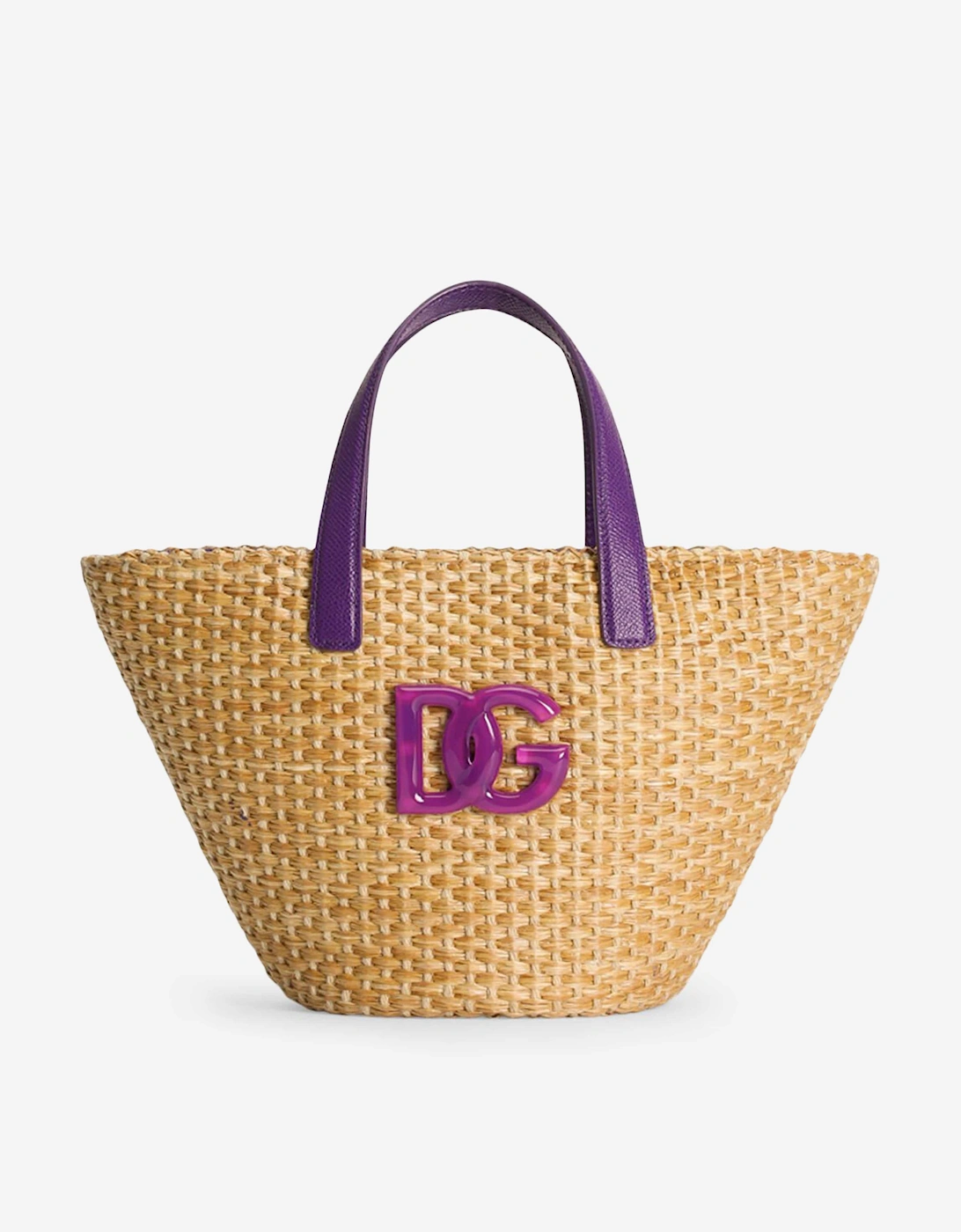 Girls Straw Logo Basket Bag in Beige (34cm), 5 of 4