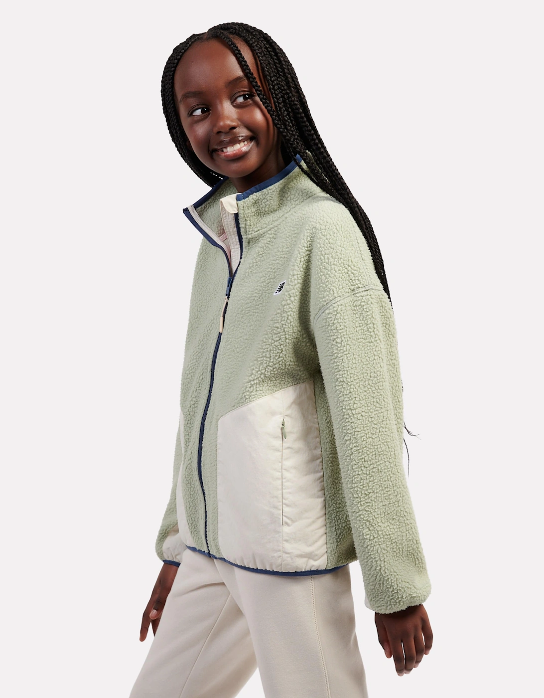 Girls Premium Borg Fleece Jacket in Green