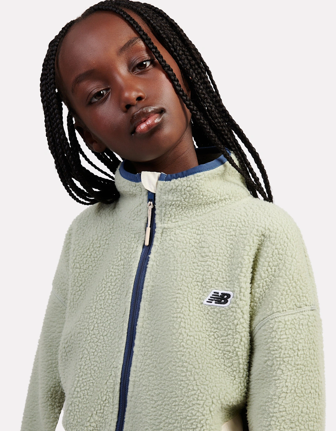 Girls Premium Borg Fleece Jacket in Green
