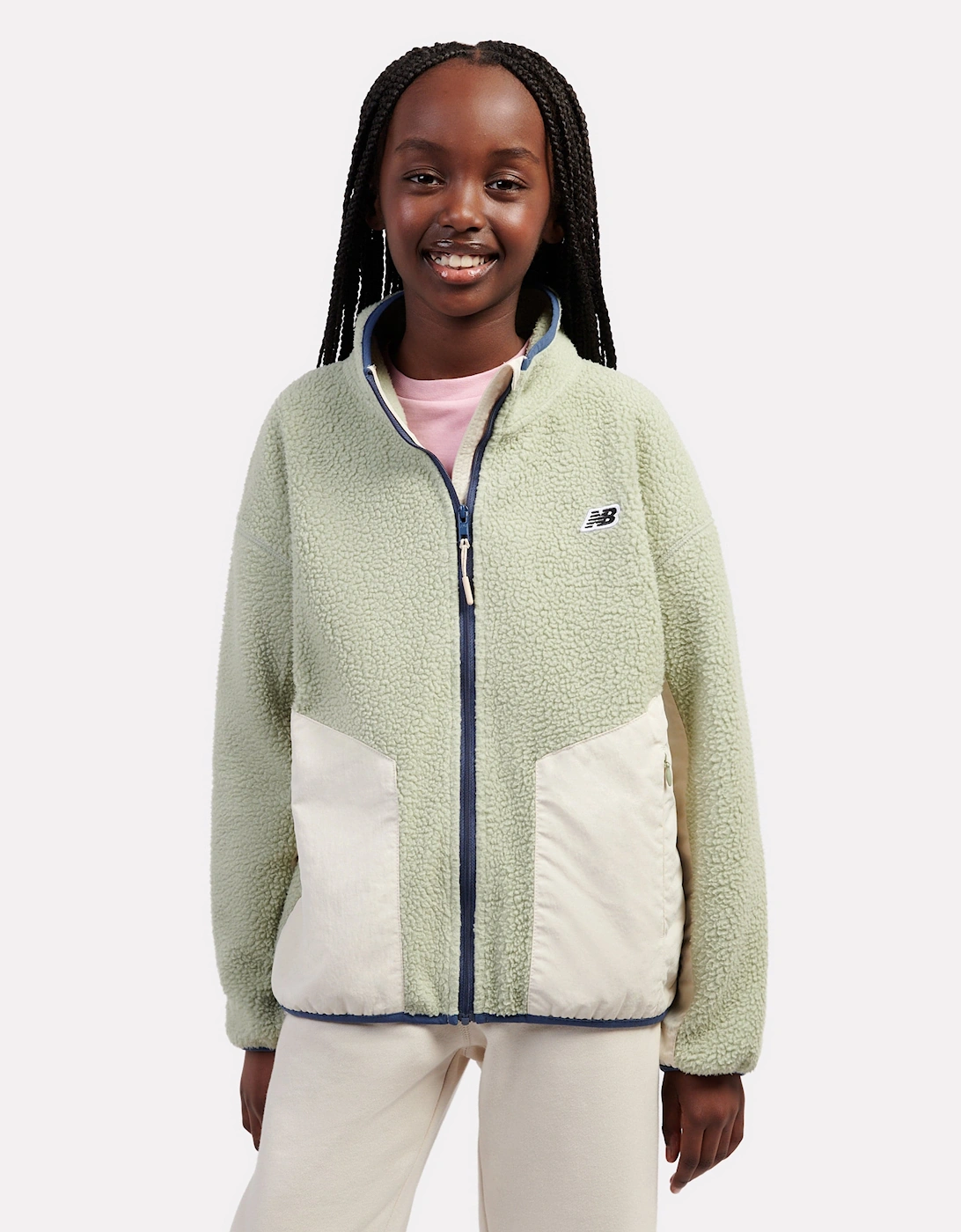 Girls Premium Borg Fleece Jacket in Green, 5 of 4