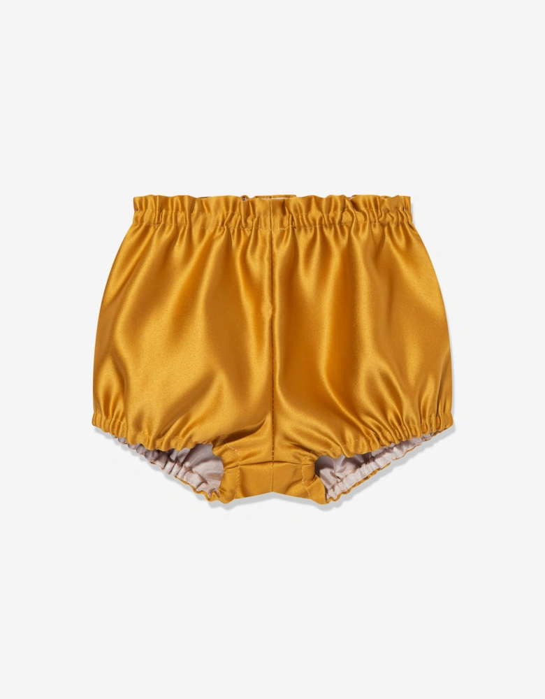 Baby Girls Scalloped Bodice Dress and Bloomers in Yellow