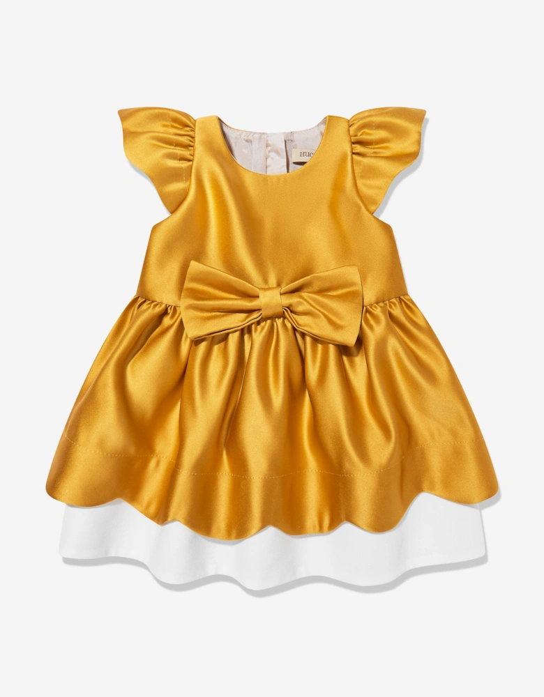 Baby Girls Scalloped Bodice Dress and Bloomers in Yellow