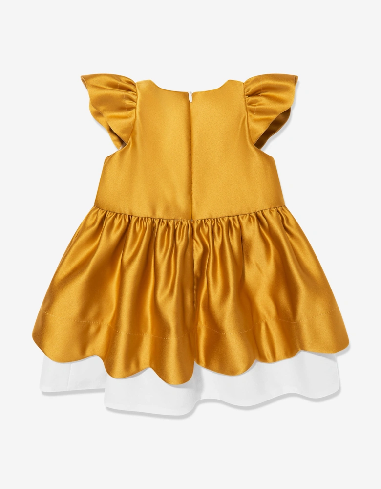 Baby Girls Scalloped Bodice Dress and Bloomers in Yellow