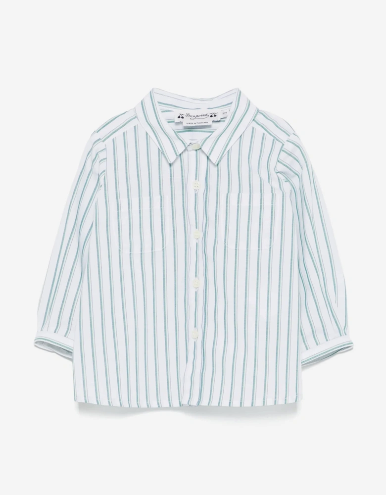 Baby Boys Striped Mico Shirt in Green