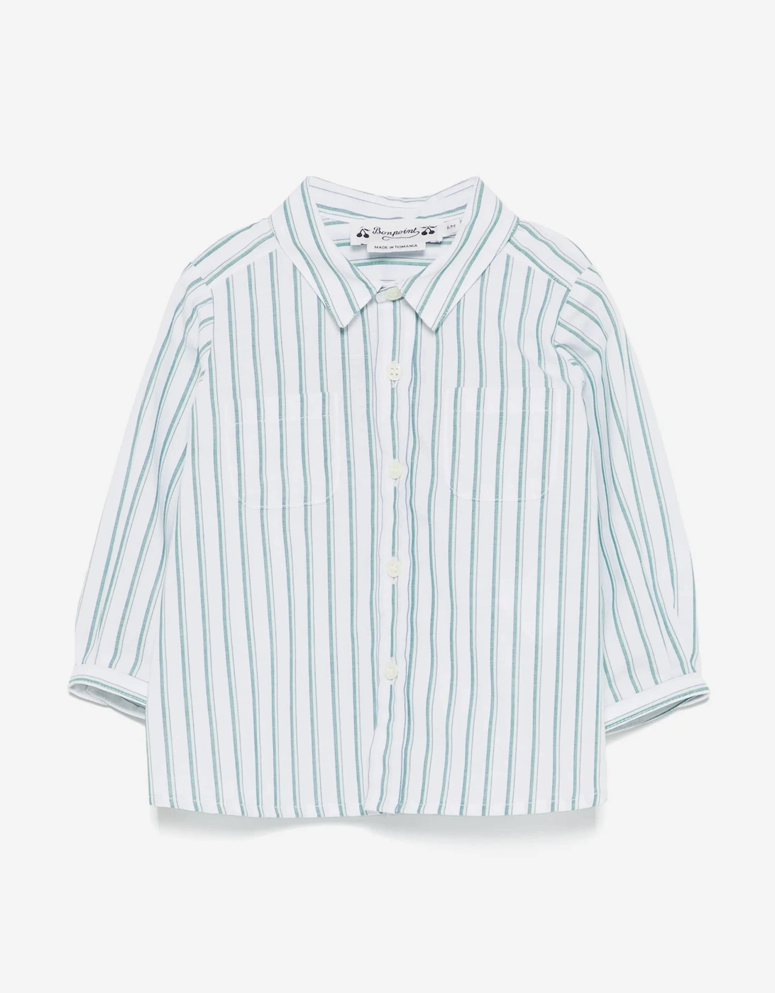 Baby Boys Striped Mico Shirt in Green, 5 of 4