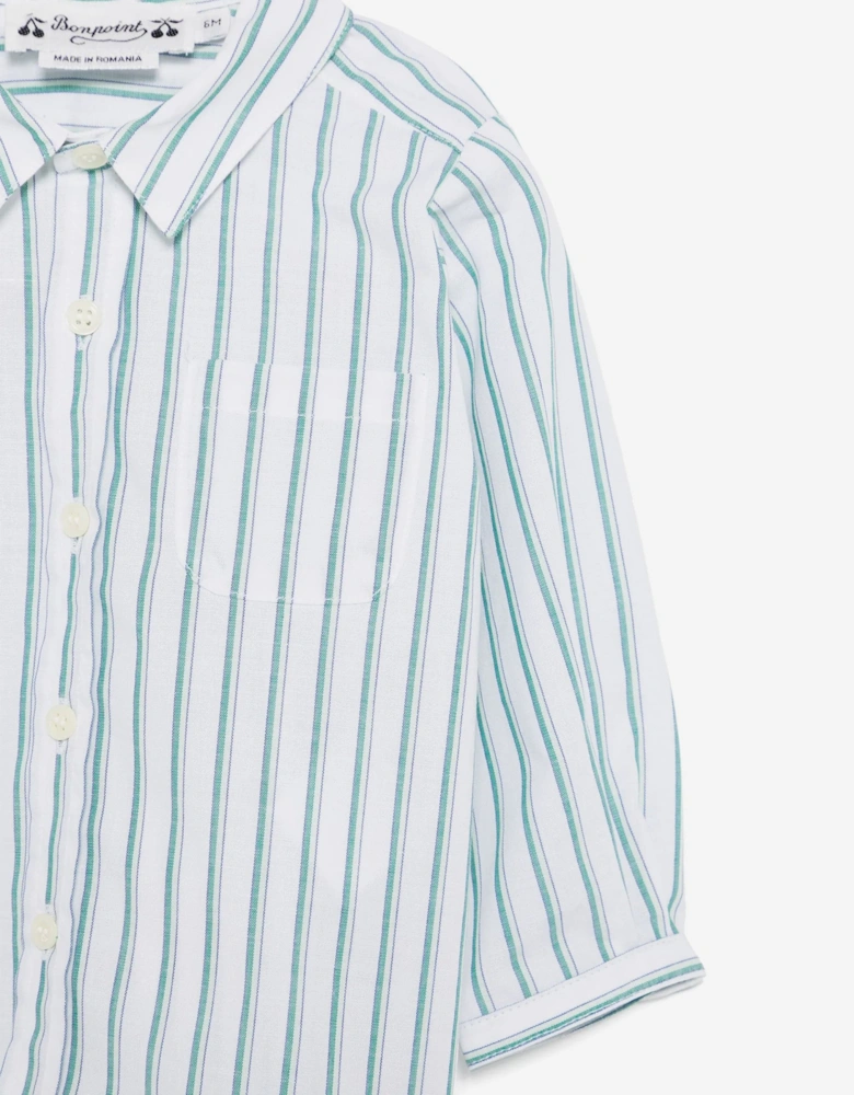 Baby Boys Striped Mico Shirt in Green