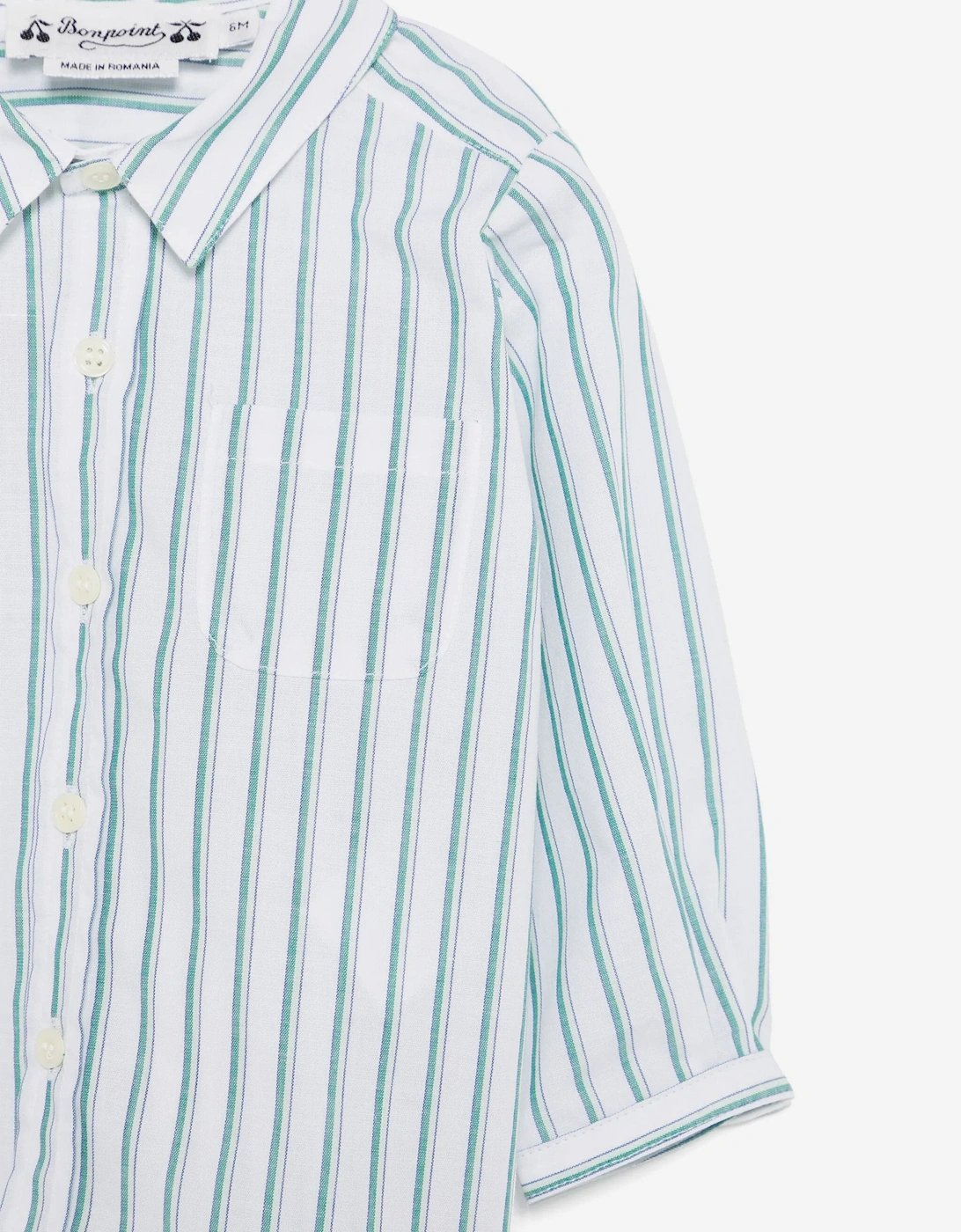 Baby Boys Striped Mico Shirt in Green