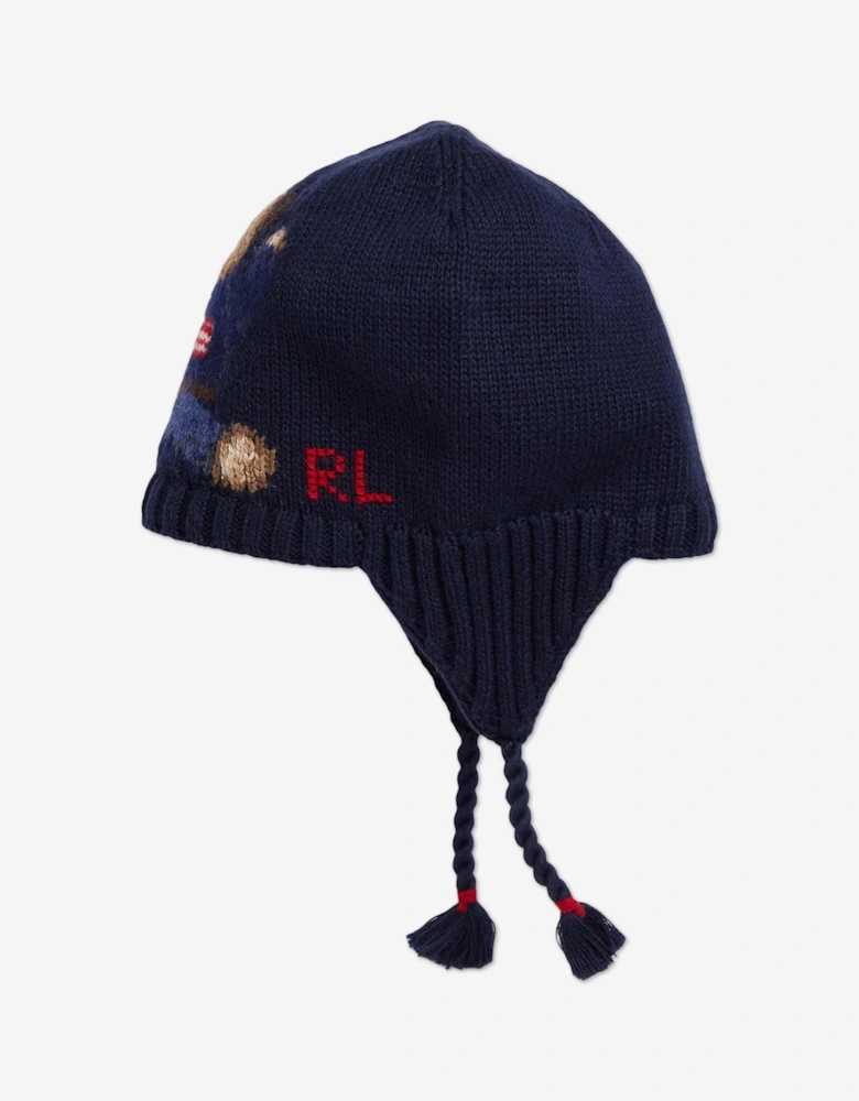 Baby Boys Bear Earflap Hat in Navy
