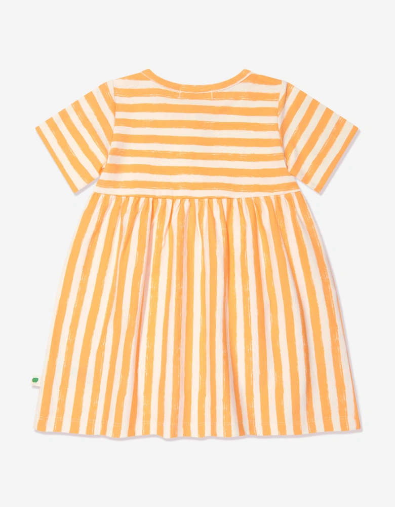Girls Cari Striped Pocket Dress in Orange