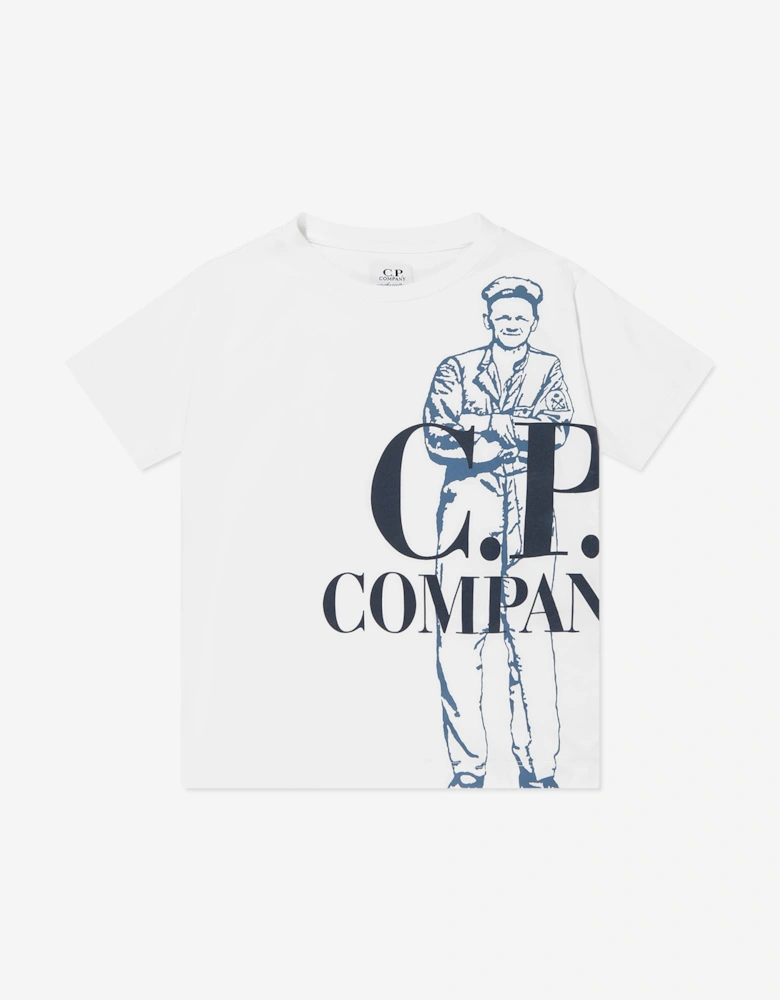 C.P. Company Boys Logo T-Shirt in Ivory