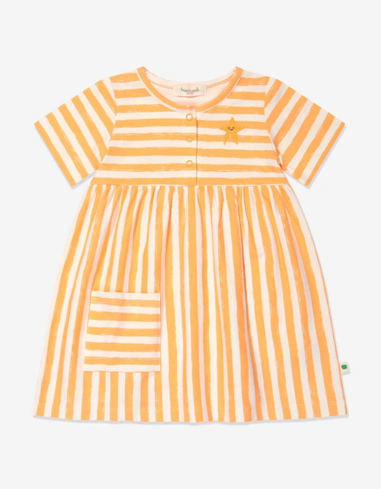 Girls Cari Striped Pocket Dress in Orange