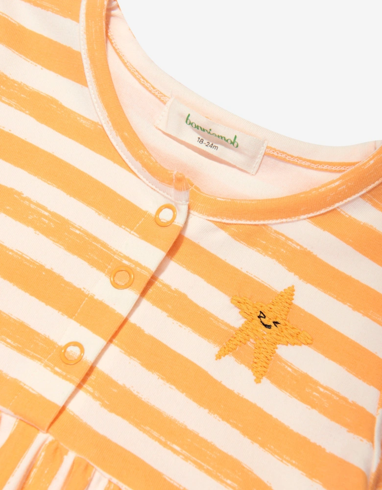 Girls Cari Striped Pocket Dress in Orange