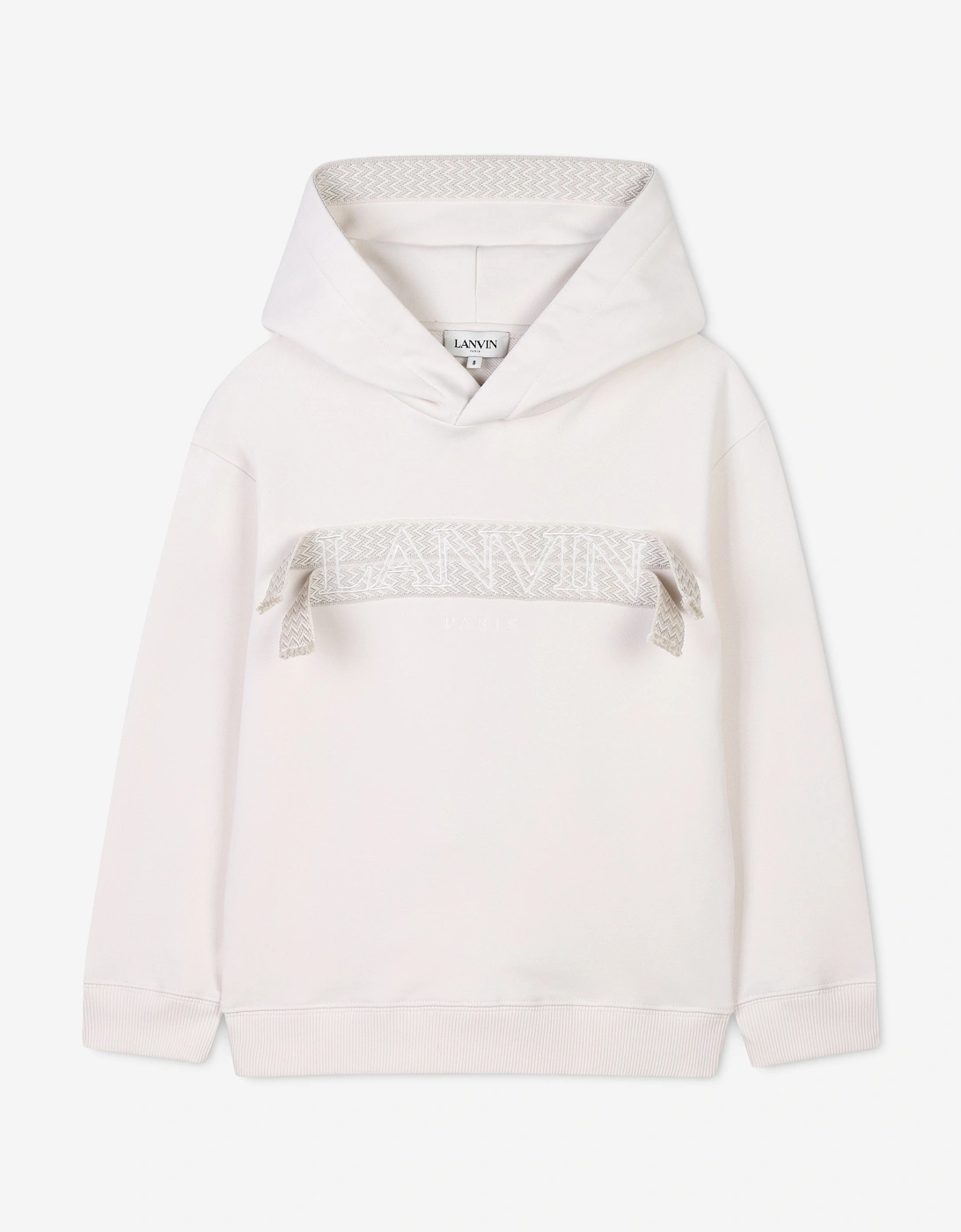 Girls Embroidered Logo Hoodie in Ivory, 5 of 4