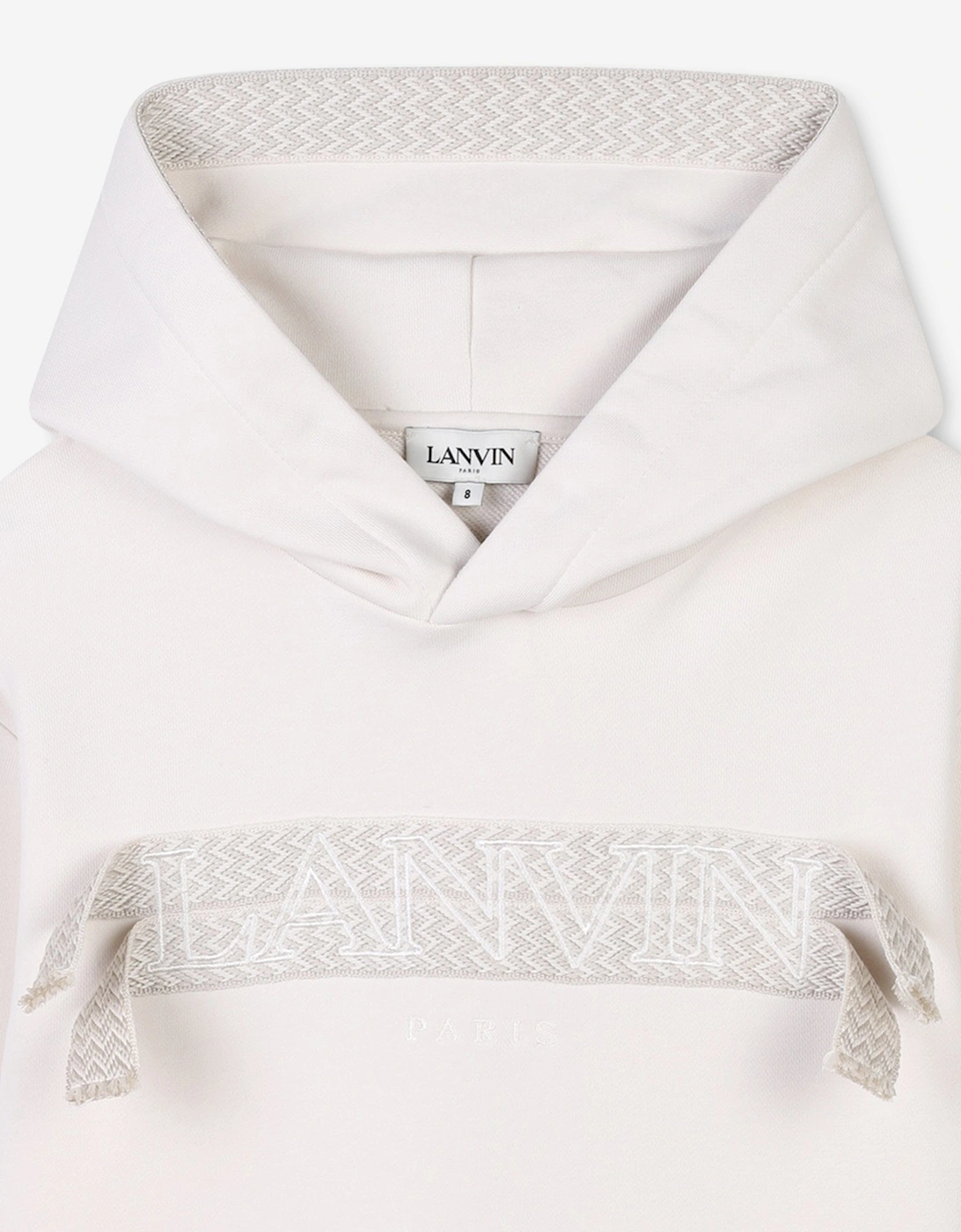 Girls Embroidered Logo Hoodie in Ivory