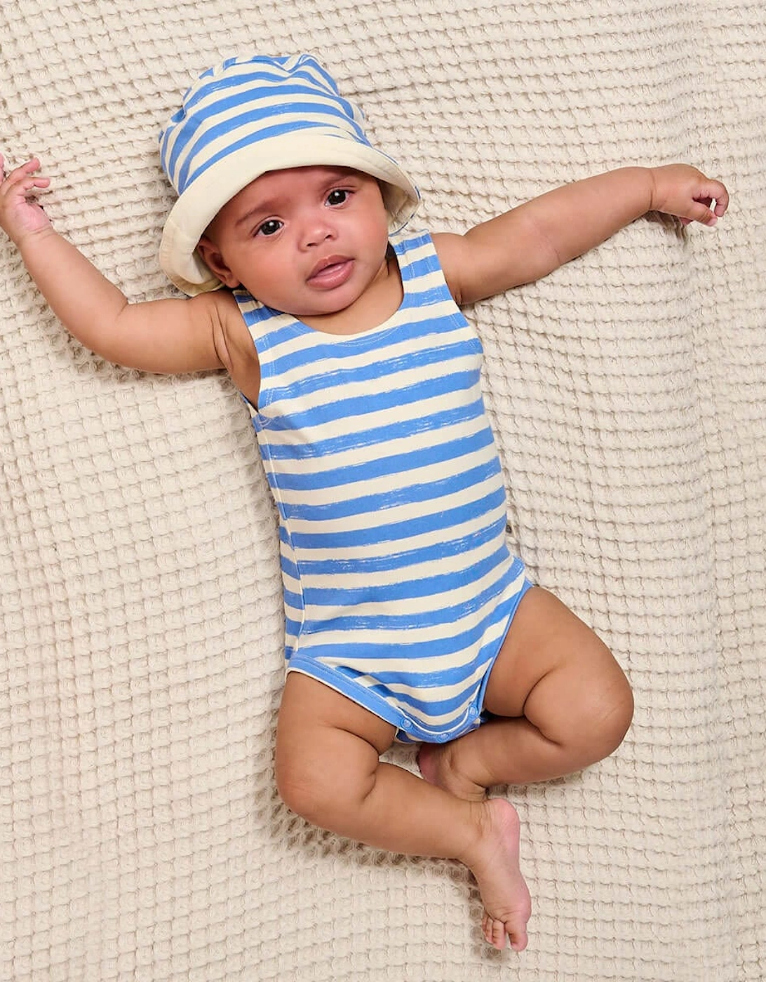Boys Chill Striped Sun Hat in Blue