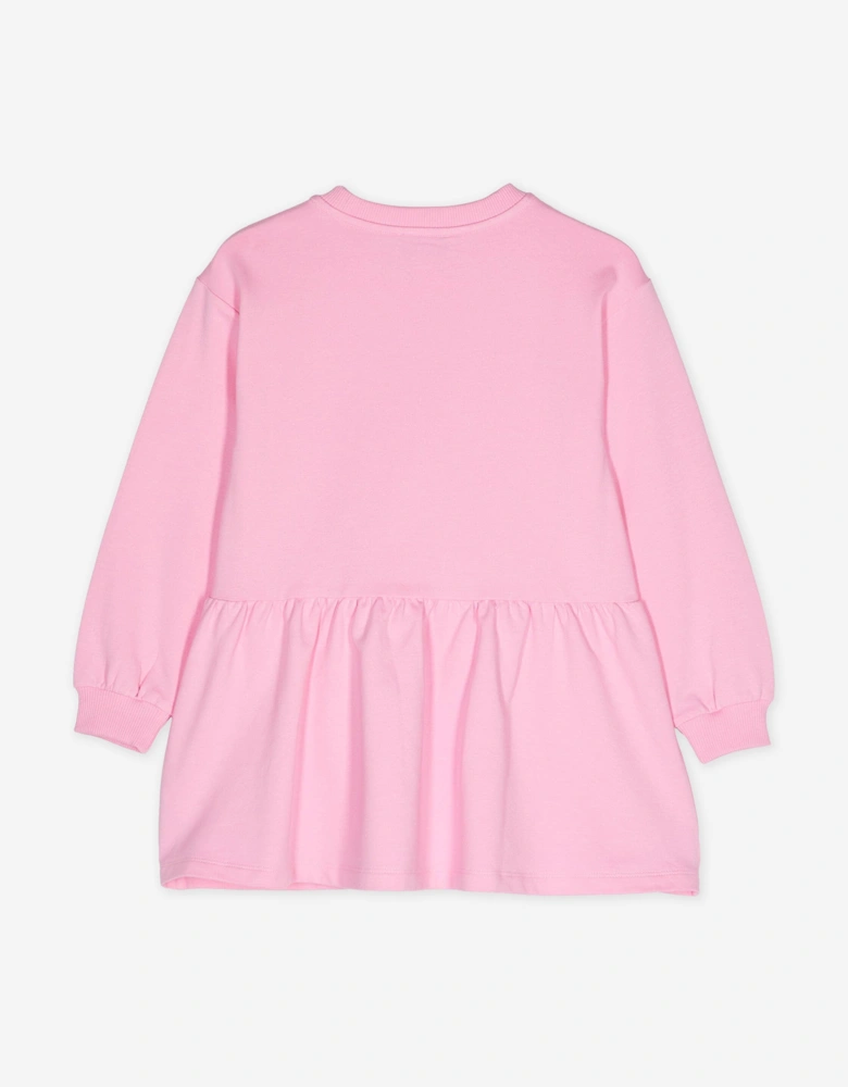 Girls Teddy Bear Logo Sweater Dress in Pink
