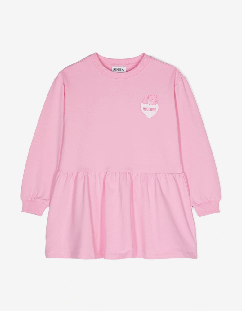 Girls Teddy Bear Logo Sweater Dress in Pink