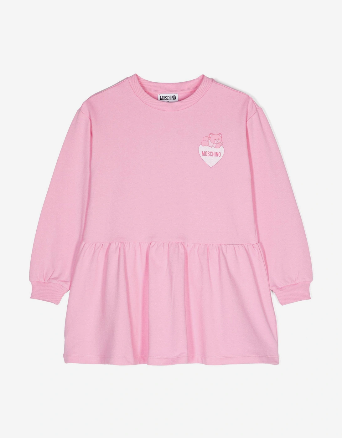 Girls Teddy Bear Logo Sweater Dress in Pink, 5 of 4
