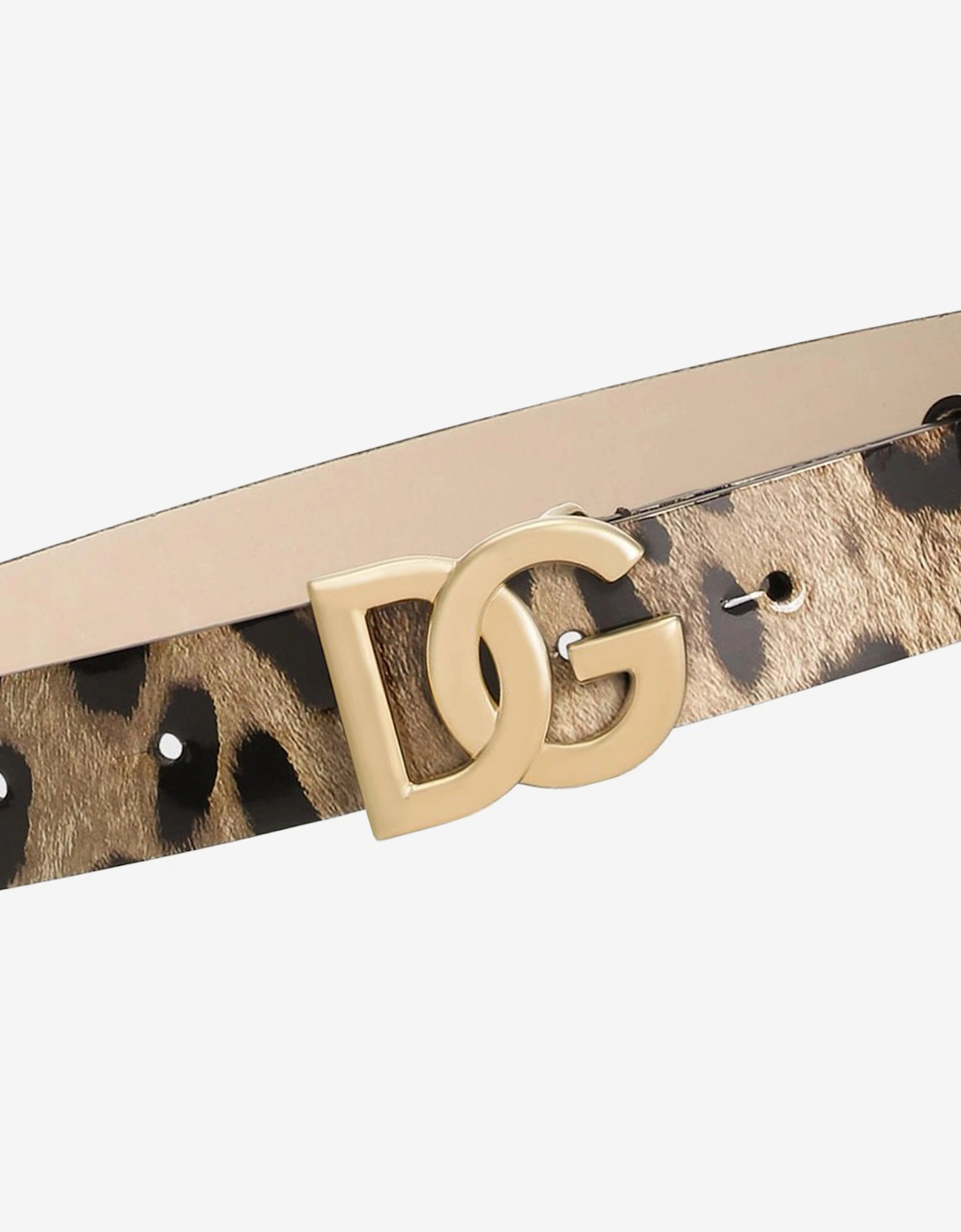 Girls Leather Leopard Belt in Brown